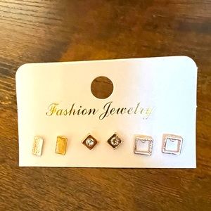 NWT—Gold Earring Studs—Set of 3